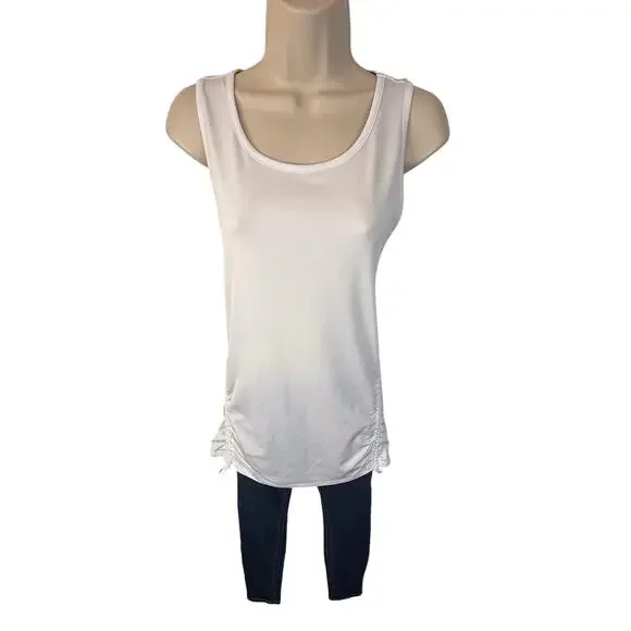 Reel Legends White Sleeveless Adjustable Ruched Side Tank Top Performance Fabric - Picture 7 of 16